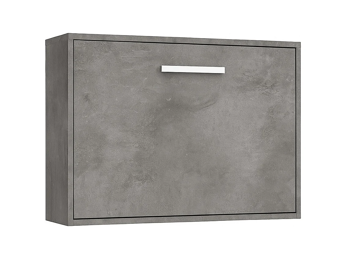 Lit escamotable horizontal OPTIMA-Avec matelas-150x200-Cadre Gris ciment-Façade Gris ciment