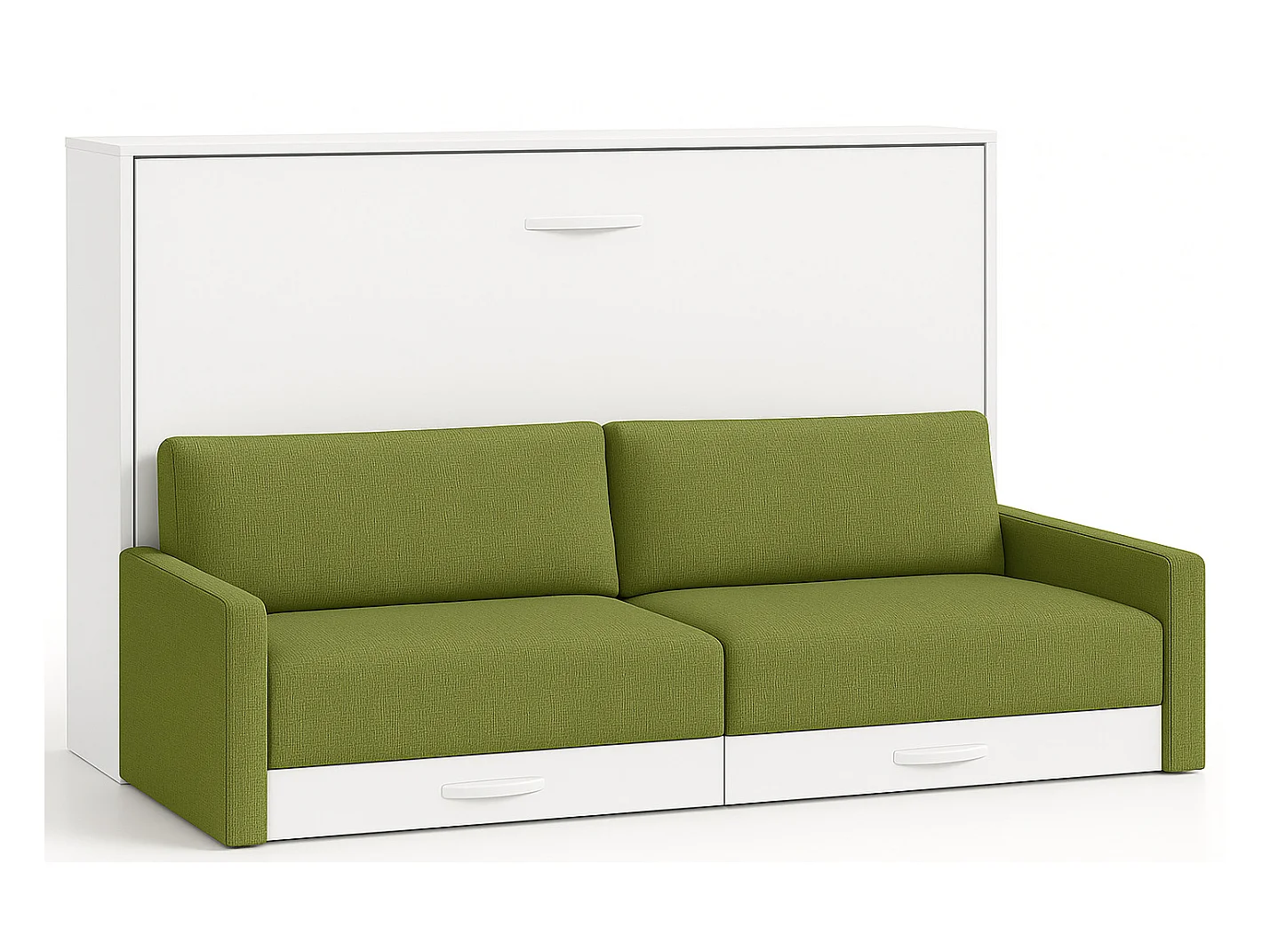 Lit escamotable horizontal avec canapé VETAL-120x200-Canapé Vert pistache-Structure Blanche