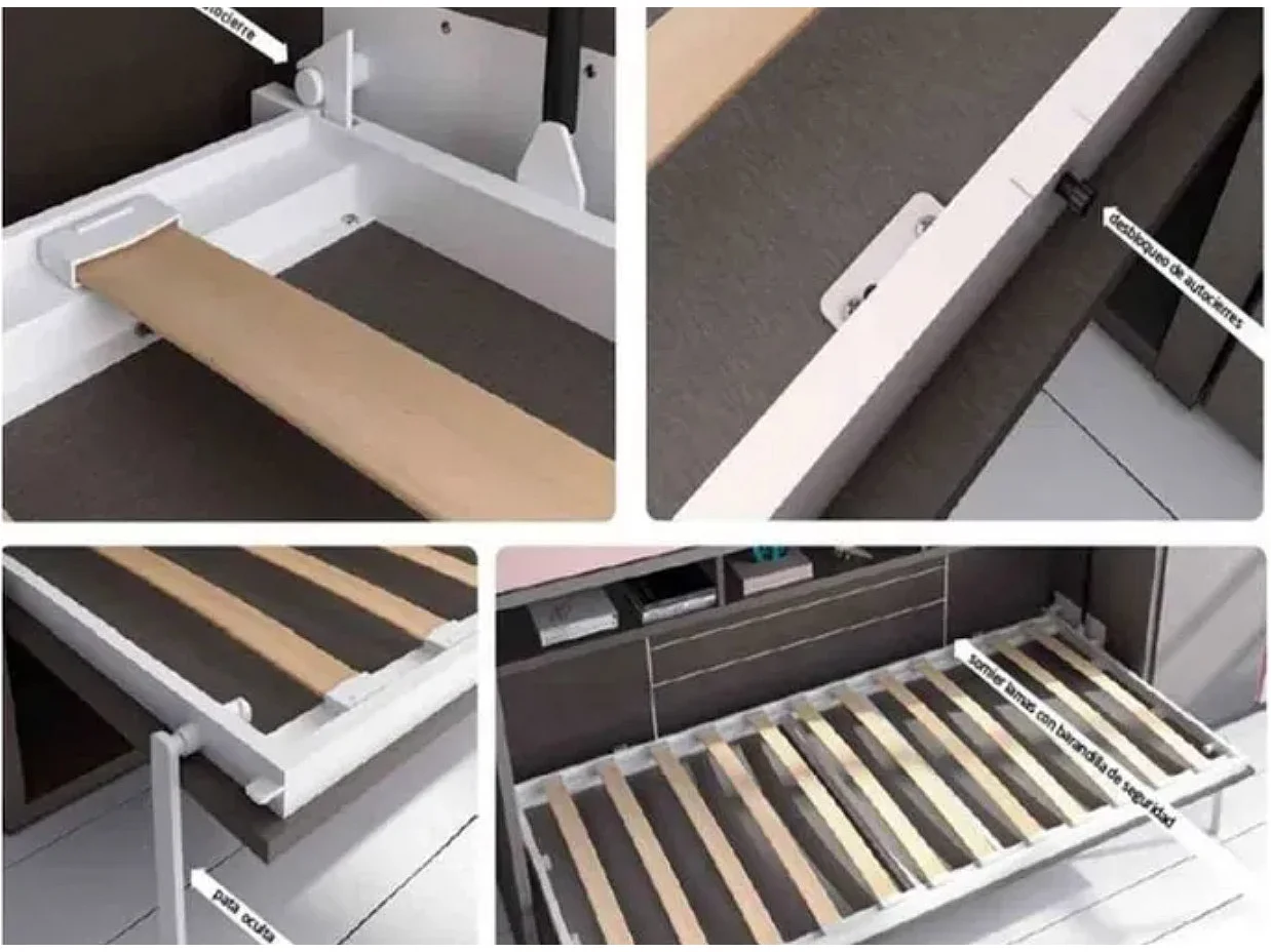 Lit escamotable superposé Sophia-2 matelas-90x200-Encadrement Vison-Façade Vison