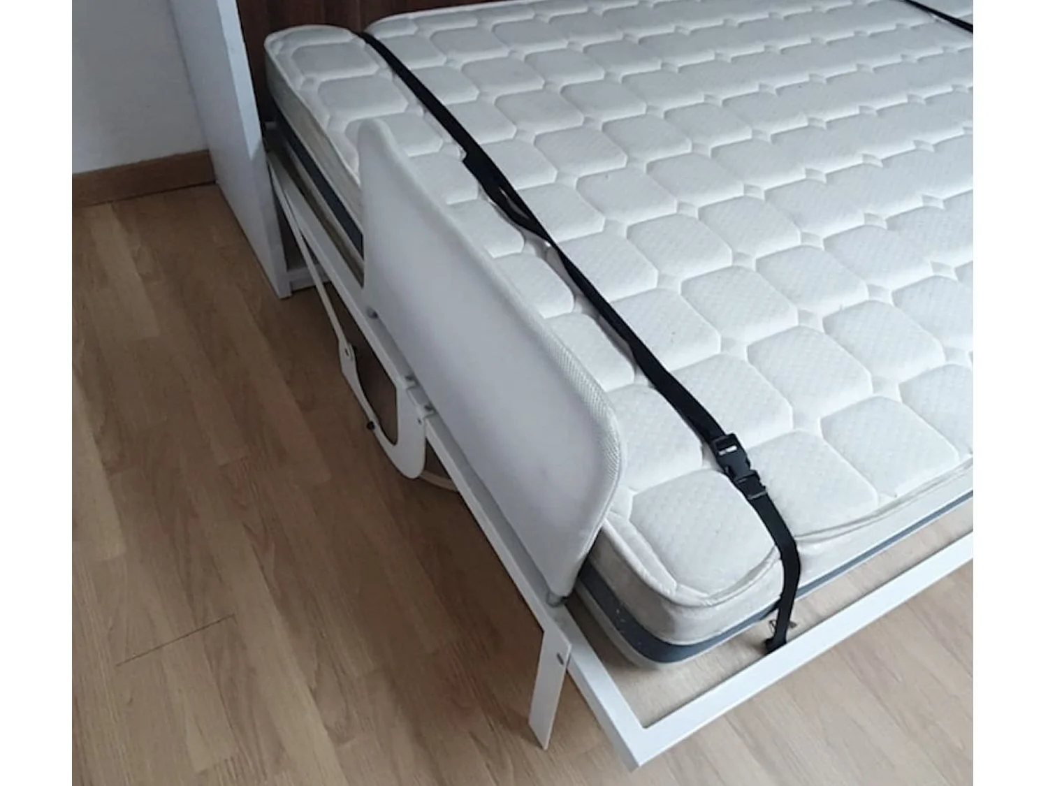 Lit escamotable superposé Sophia-2 matelas-90x200-Encadrement Marron taupe-Façade Marron taupe