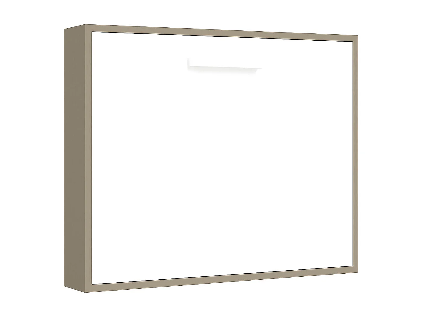 Lit escamotable horizontal OPTIMA-140x190-Cadre Taupe-Façade Blanche