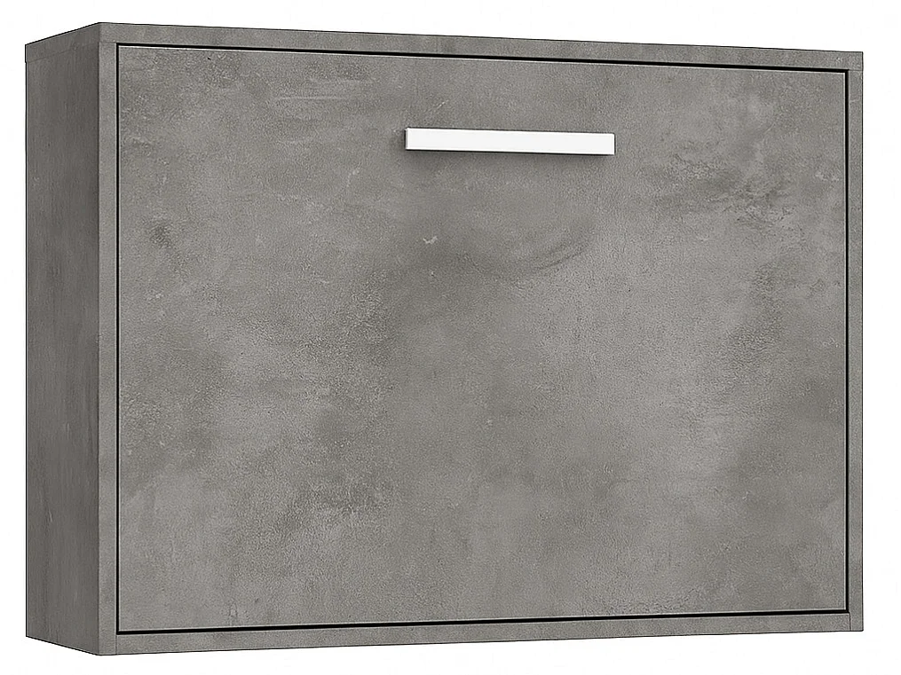 Lit escamotable horizontal OPTIMA-Avec matelas-140x180-Cadre Gris ciment-Façade Gris ciment
