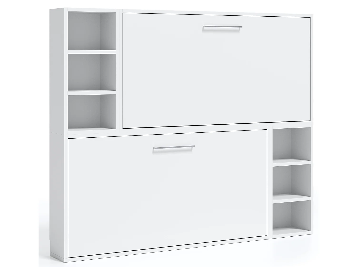 Lit escamotable superposé horizontal avec étagères BINKA-90x200-Cadre Anthracite-Façade Anthracite