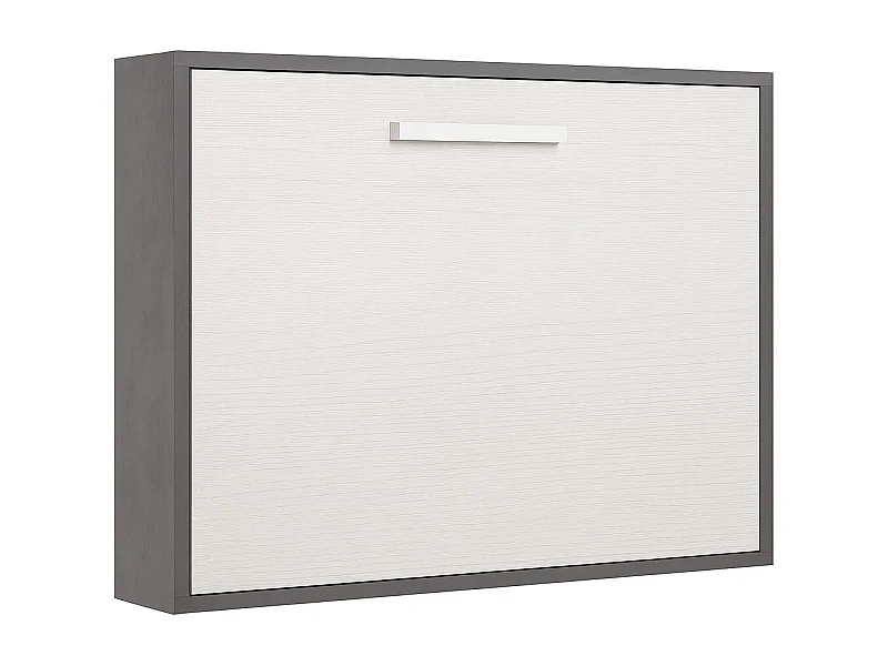 Lit escamotable horizontal OPTIMA-160x200-Cadre Anthracite-Façade Chêne blanc
