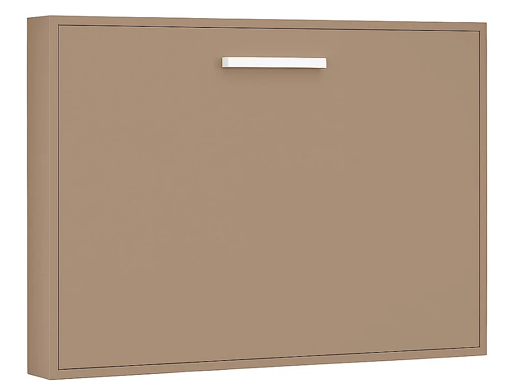 Lit escamotable horizontal OPTIMA-140x190-Cadre Taupe-Façade Taupe