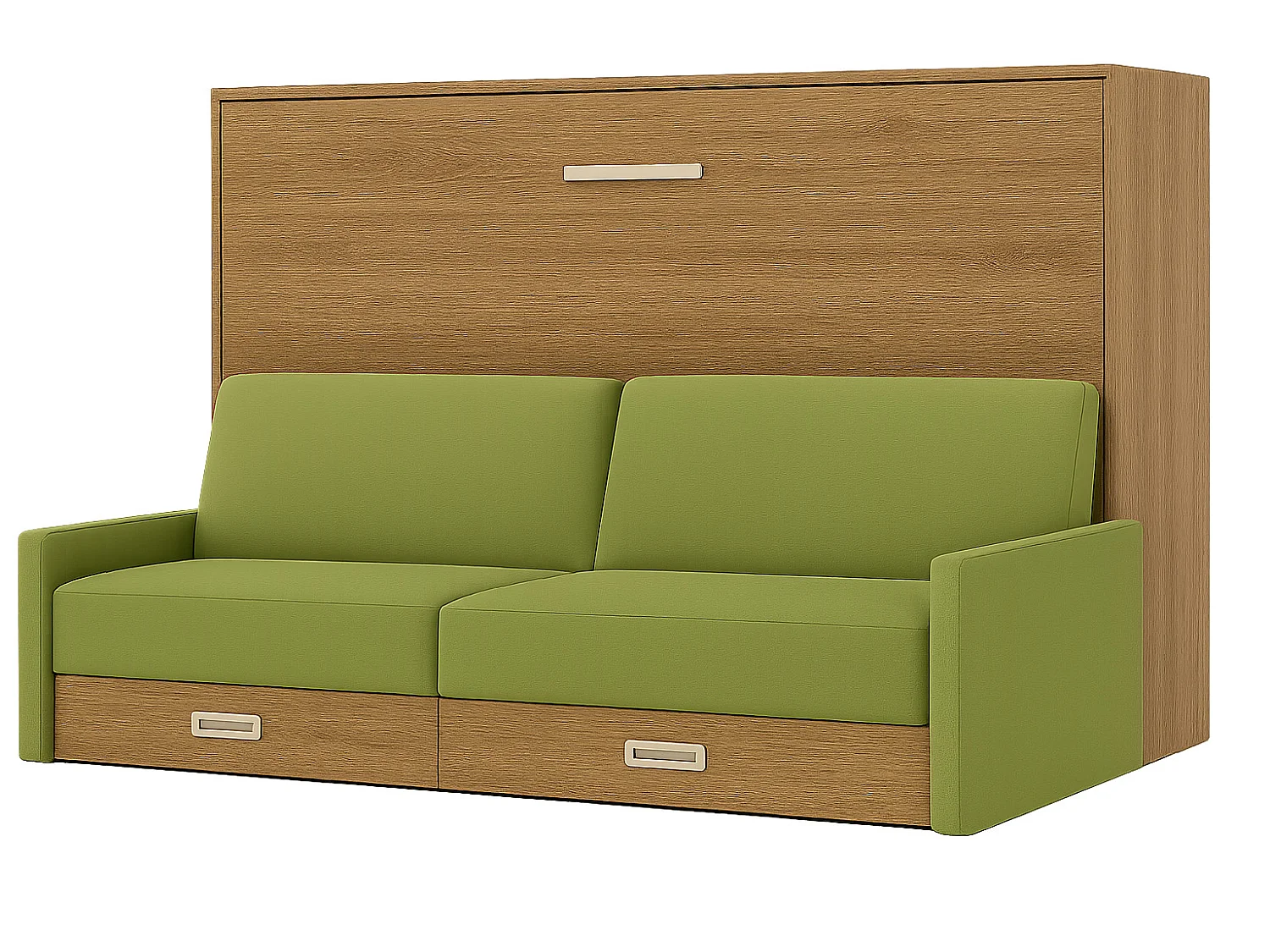 Horizontaal opklapbed met Vetal bank-140x200cm-Bank Pistache groen-Structuur en gevel Cambrium