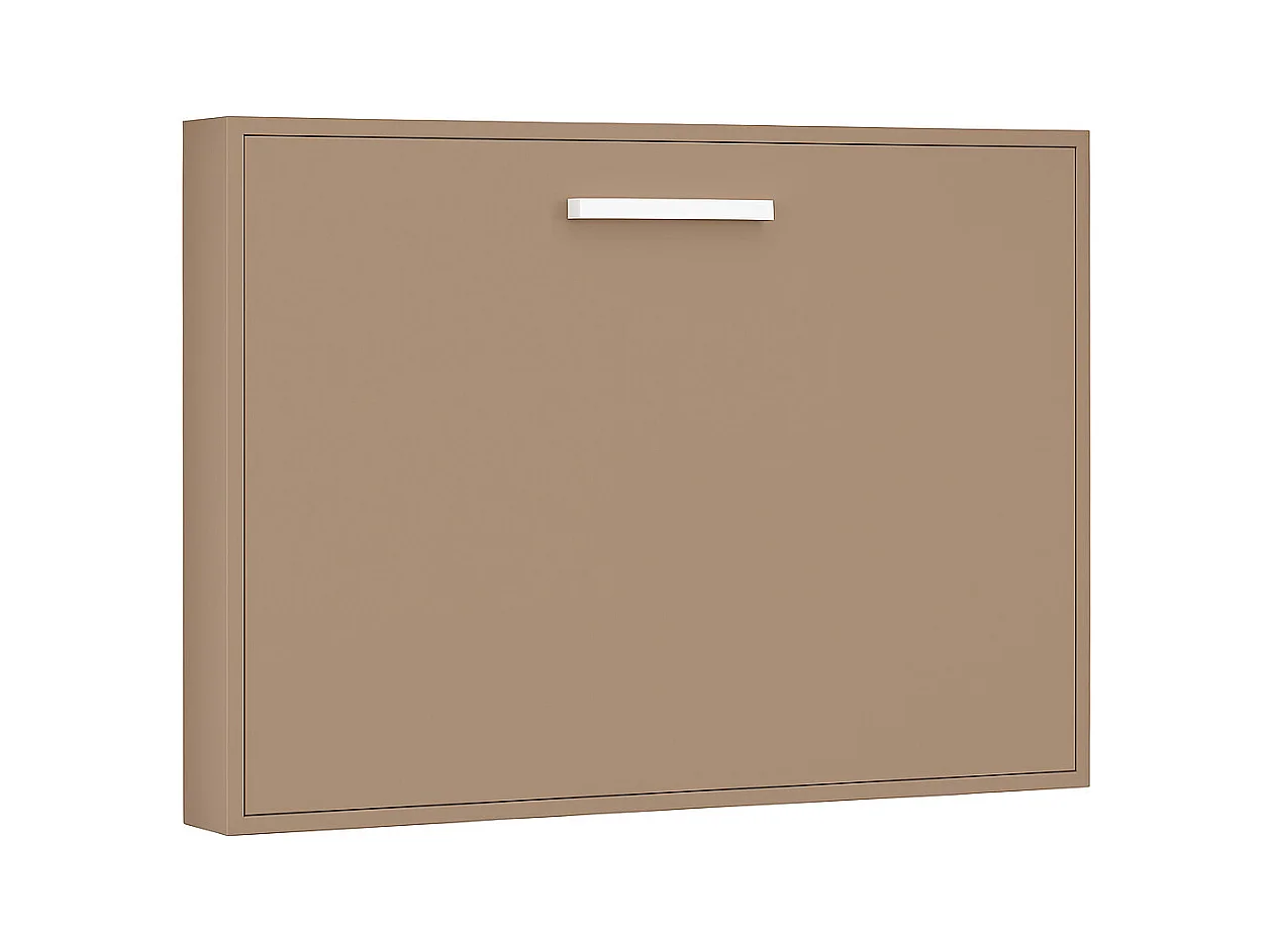 Lit escamotable horizontal OPTIMA-140x190-Cadre Taupe-Façade Taupe