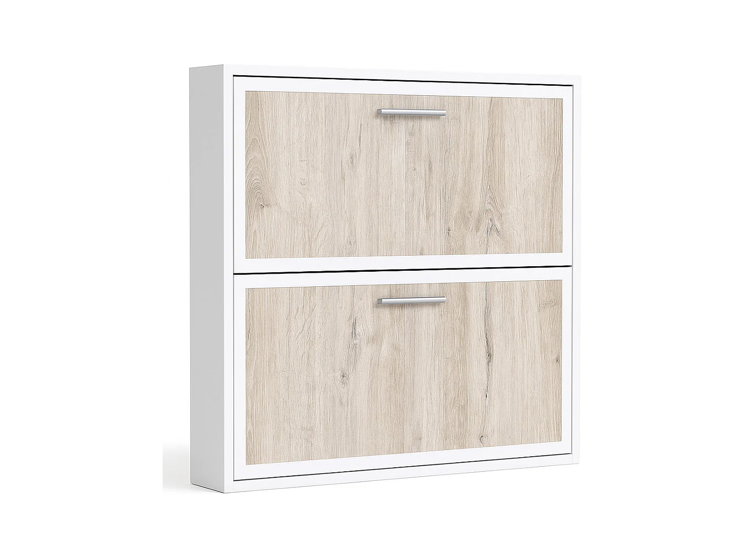 Horizontaal opklapbaar stapelbed 90x200 cm met gesynchroniseerde plank Studio High-end-Zonder matras-Bekisting Wit-Facade Grijze eik