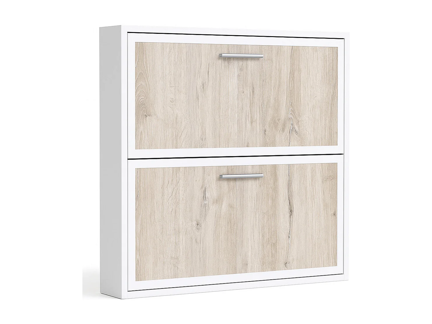 Lit escamotable horizontal superposé 90x200 STUDIO-Encadrement Blanc-Façade Chêne gris