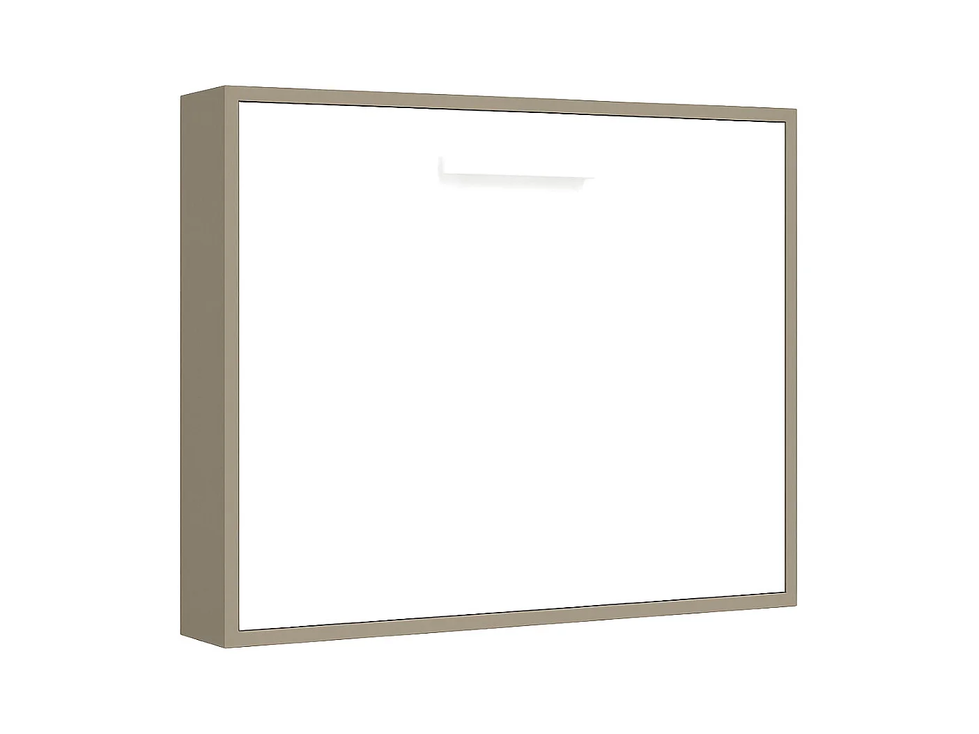 Lit escamotable horizontal OPTIMA-90x200-Cadre Taupe-Façade Blanche