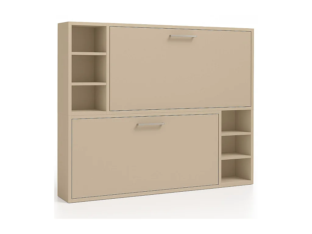 Horizontaal stapelbed voor 2 personen 80x200 met planken Binka-2 matrassen-Slapen 80x190cm-Bekisting 3D nerts-Facade 3D nerts