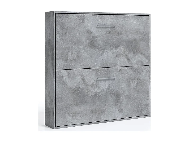 Lit escamotable superposé SOPHIA-80x180-Cadre Gris ciment-Façade Gris ciment