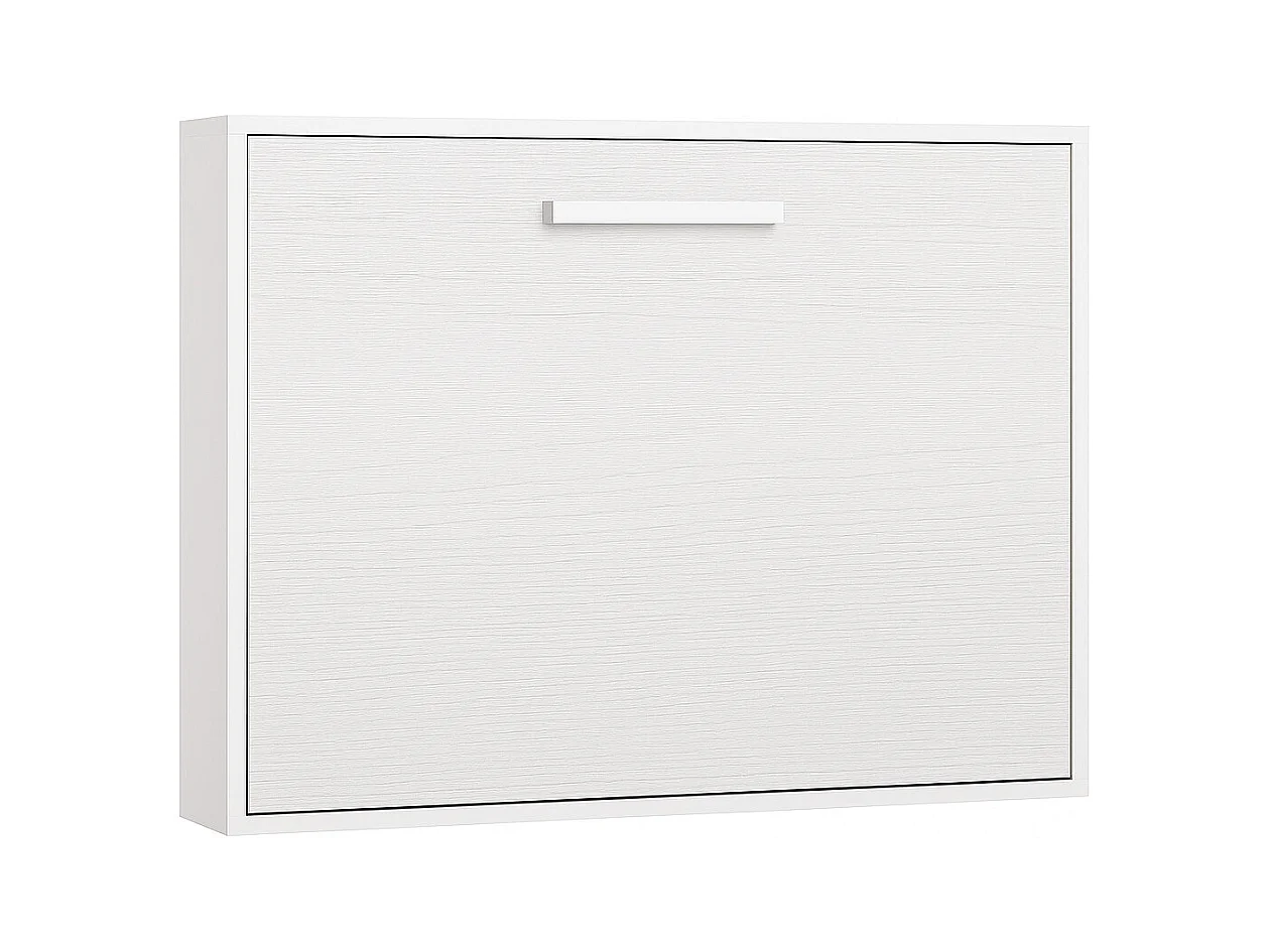 Lit escamotable horizontal OPTIMA-90x200-Cadre Chêne blanc-Façade Chêne blanc