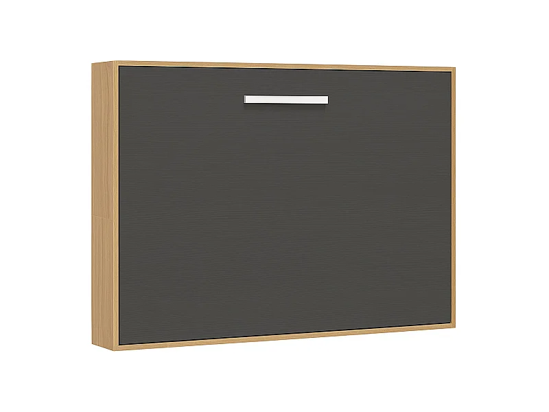 Lit escamotable horizontal OPTIMA-140x190-Cadre Chêne clair-Façade Anthracite