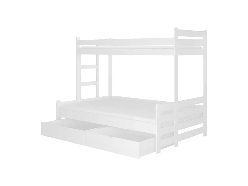 Lit superposé 2 couchages ADOVA 80-90x200 et 120x200 - Avec 2 tiroirs et 2 sommiers-Gris-90x200 et 120x200