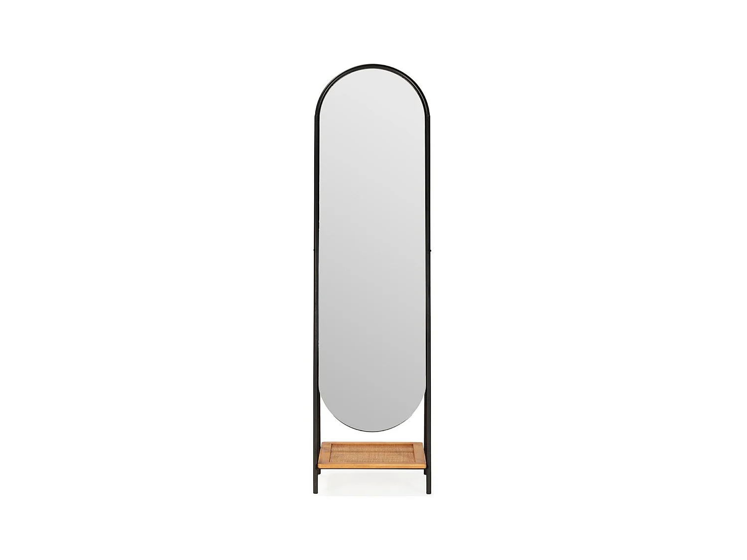Miroir sur pied en bois, métal et rotin MUSTO – 171,5cm