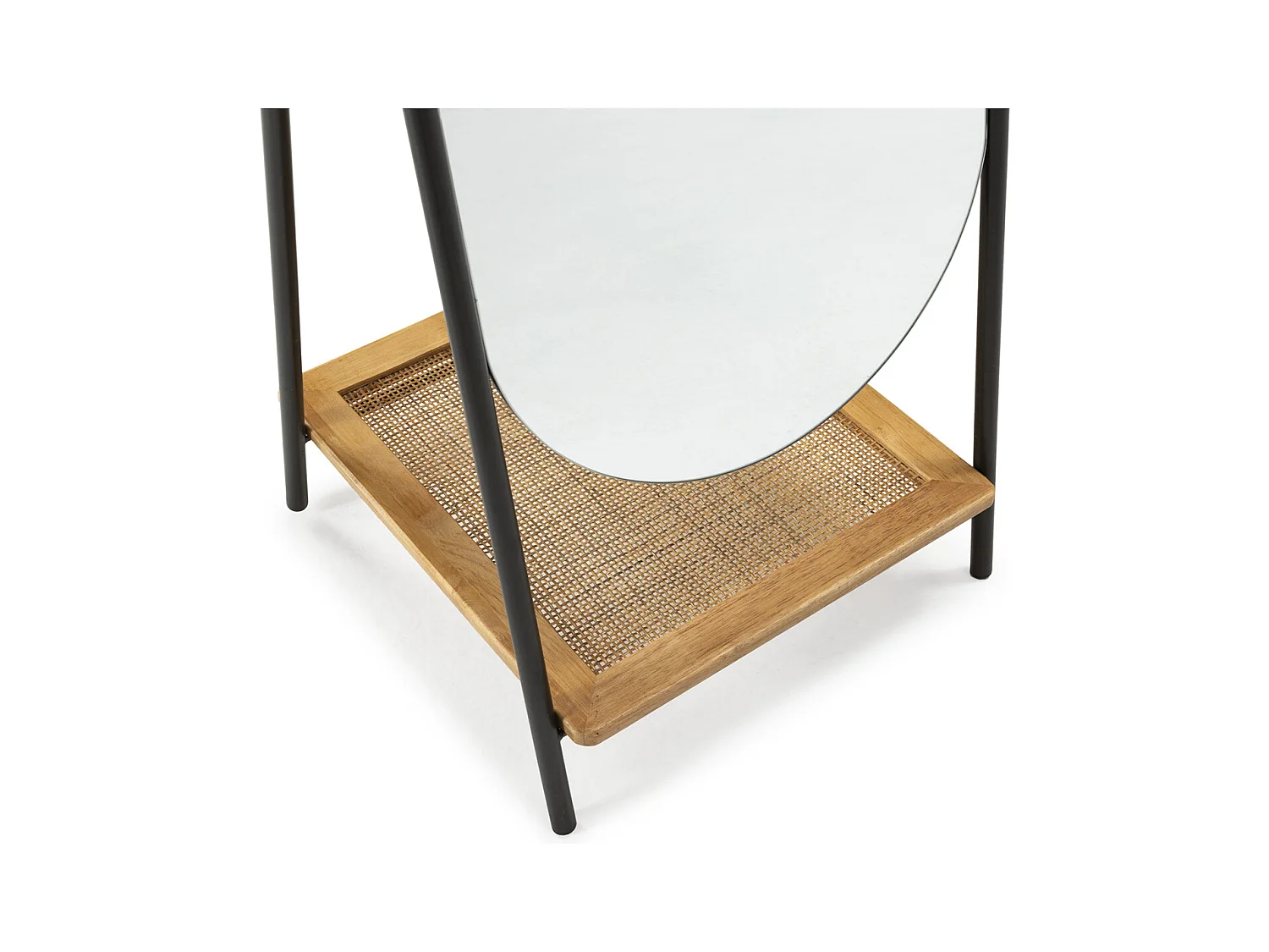 Miroir sur pied en bois, métal et rotin MUSTO – 171,5cm