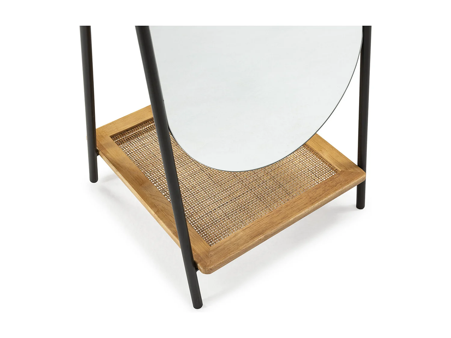 Miroir sur pied en bois, métal et rotin MUSTO – 171,5cm
