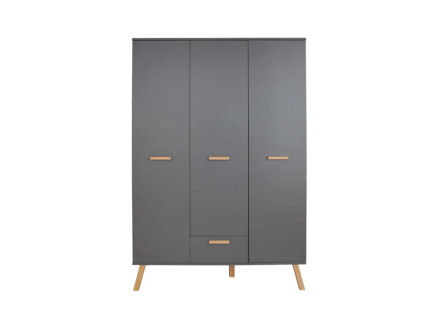 Armoire de rangement 3 portes 1 tiroir mélaminé gris mat Mathys