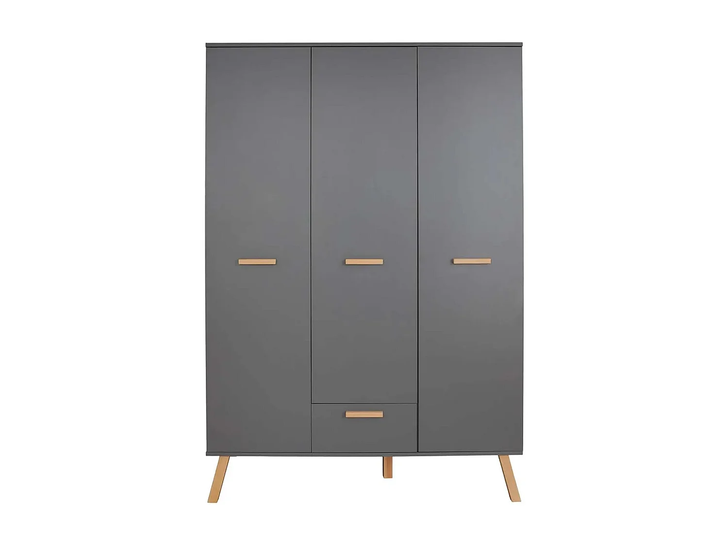 Armoire de rangement 3 portes 1 tiroir mélaminé gris mat Mathys