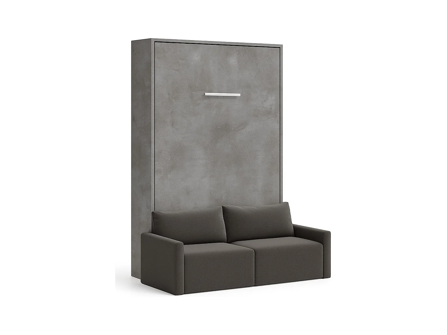 Lit escamotable vertical avec canapé tissu VALENCIA-80x180-Canapé Gris foncé-Structure Gris ciment