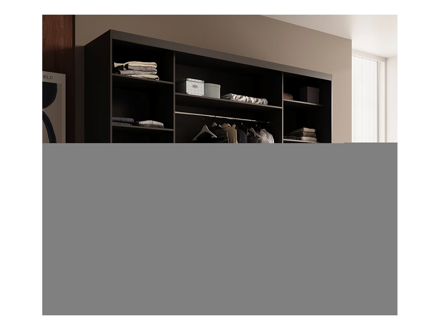 Armoire coulissante 3 portes TENA 250 avec miroir– Design moderne et grande capacité de rangement-Beige