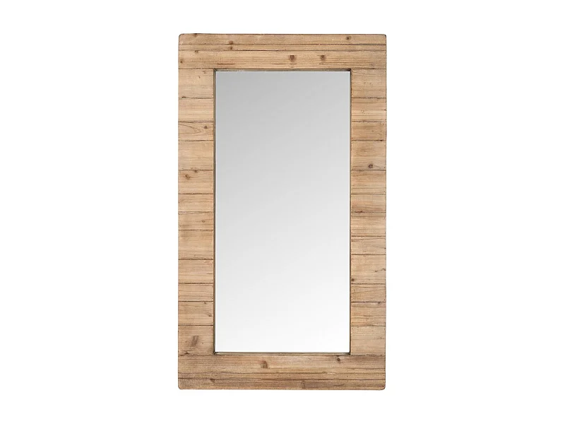 Miroir mural rectangulaire verre et bois massif clair Indie