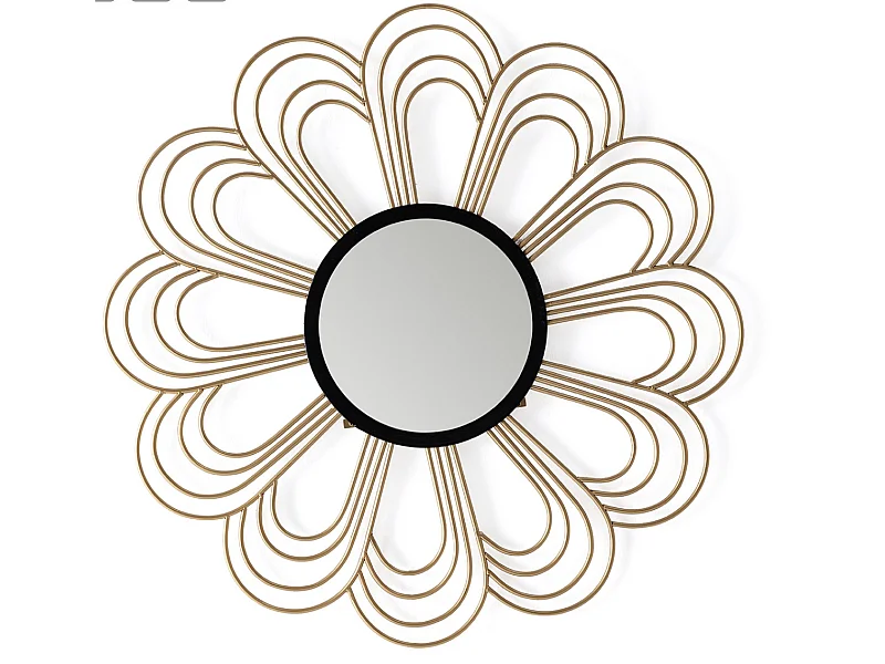 SUNA design wandspiegel in goud en zwart metaal - Ø 81 cm