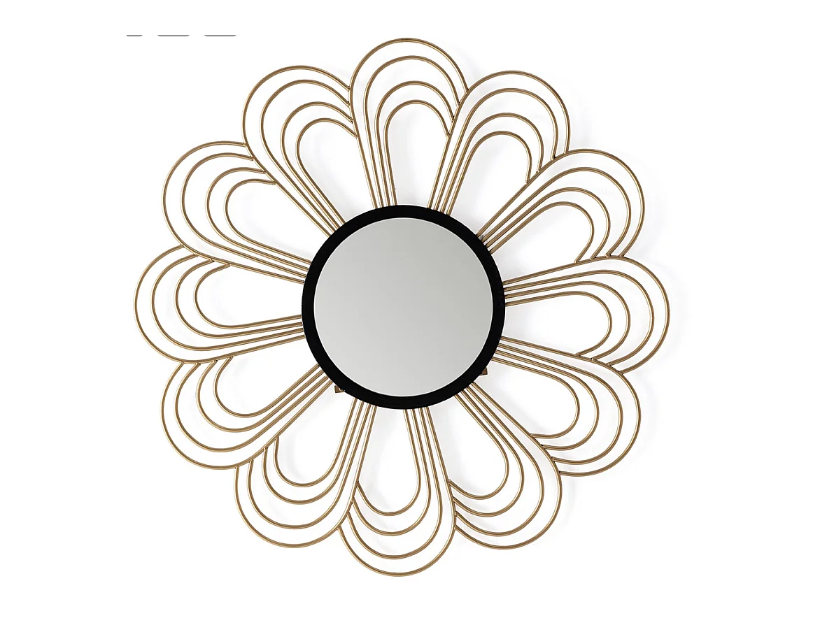 SUNA design wandspiegel in goud en zwart metaal - Ø 81 cm