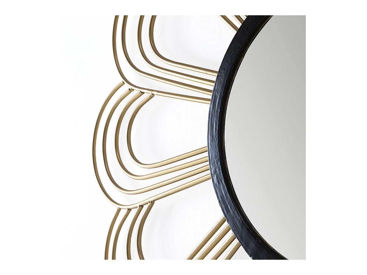 SUNA design wandspiegel in goud en zwart metaal - Ø 81 cm