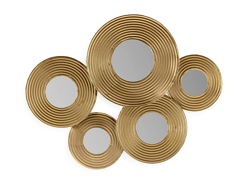 Miroir mural art deco en métal doré KINSKY - L 86 x H 68cm