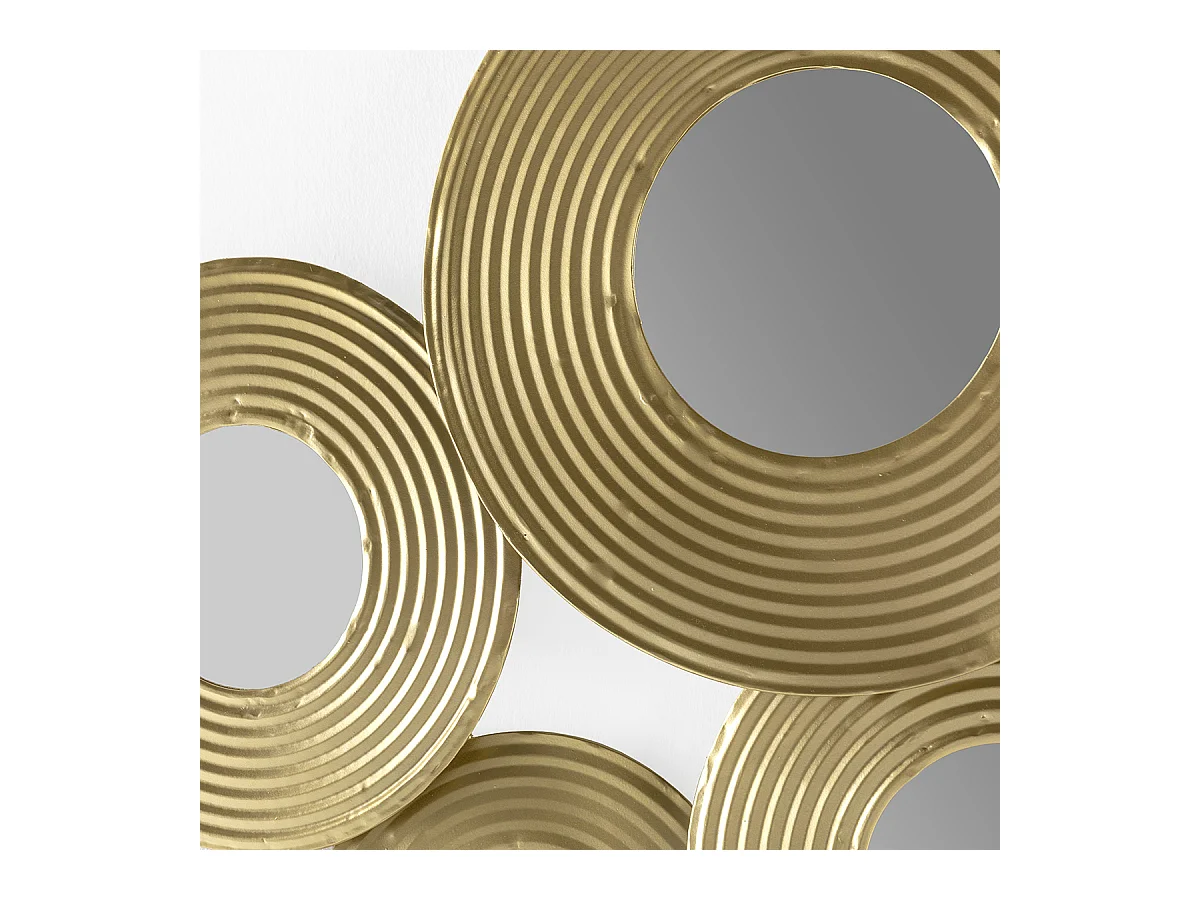 Miroir mural art deco en métal doré KINSKY - L 86 x H 68cm