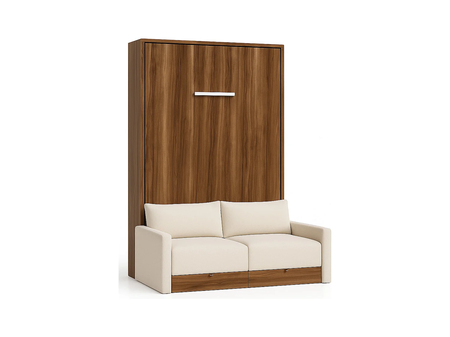 Cama vertical Valencia con sofá y cajones Gama alta-Con colchón-Ropa de cama 160x200 cm-Sofá Negro-Estructura y fachada Blanche