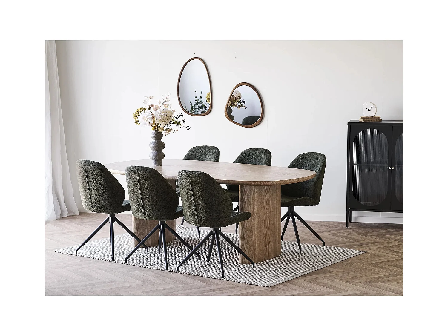 LUXON bruine houten wandspiegel – L 44 × H 47 cm