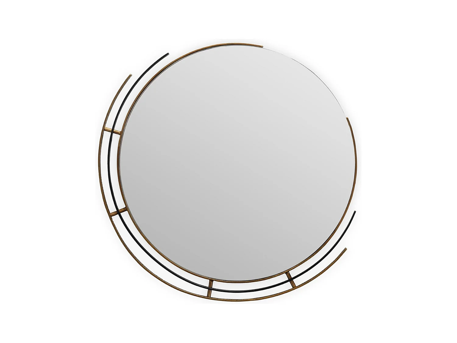 Miroir mural rond en métal doré antique et noir MAXIMUS – Ø 81cm