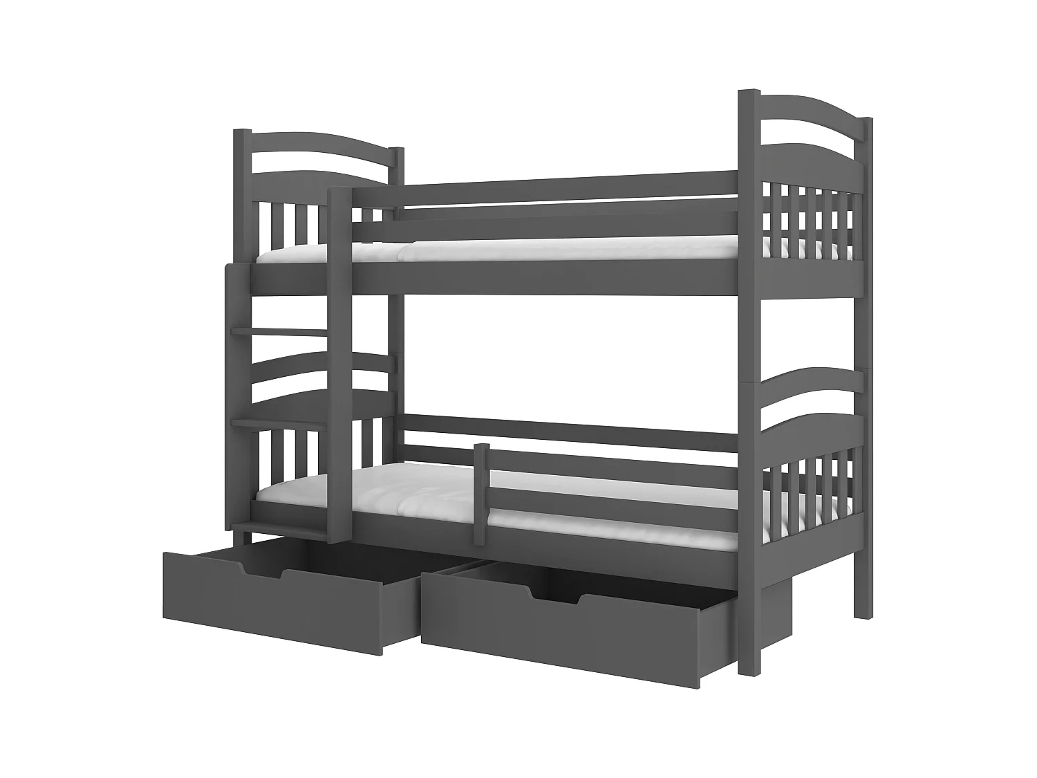 Lit superposé 2 places MADRA– 2 tiroirs de rangement et 2 sommiers-Gris-80x180