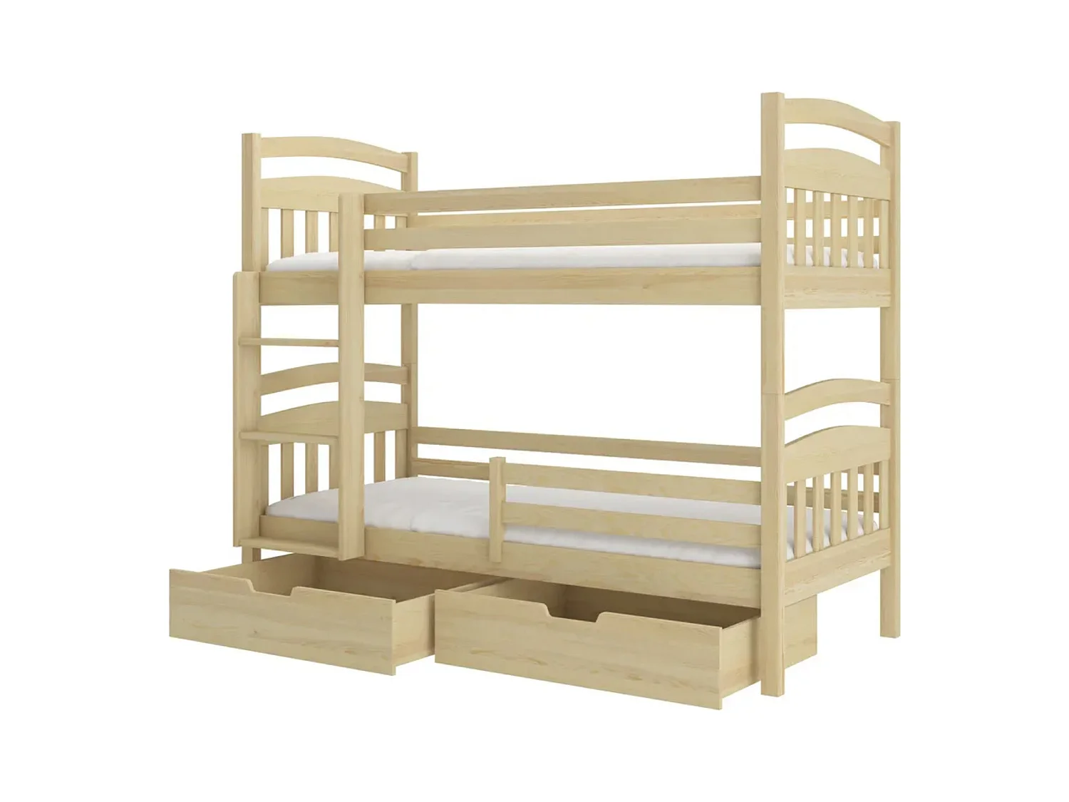 Lit superposé 2 places MADRA– 2 tiroirs de rangement et 2 sommiers-Gris-80x180