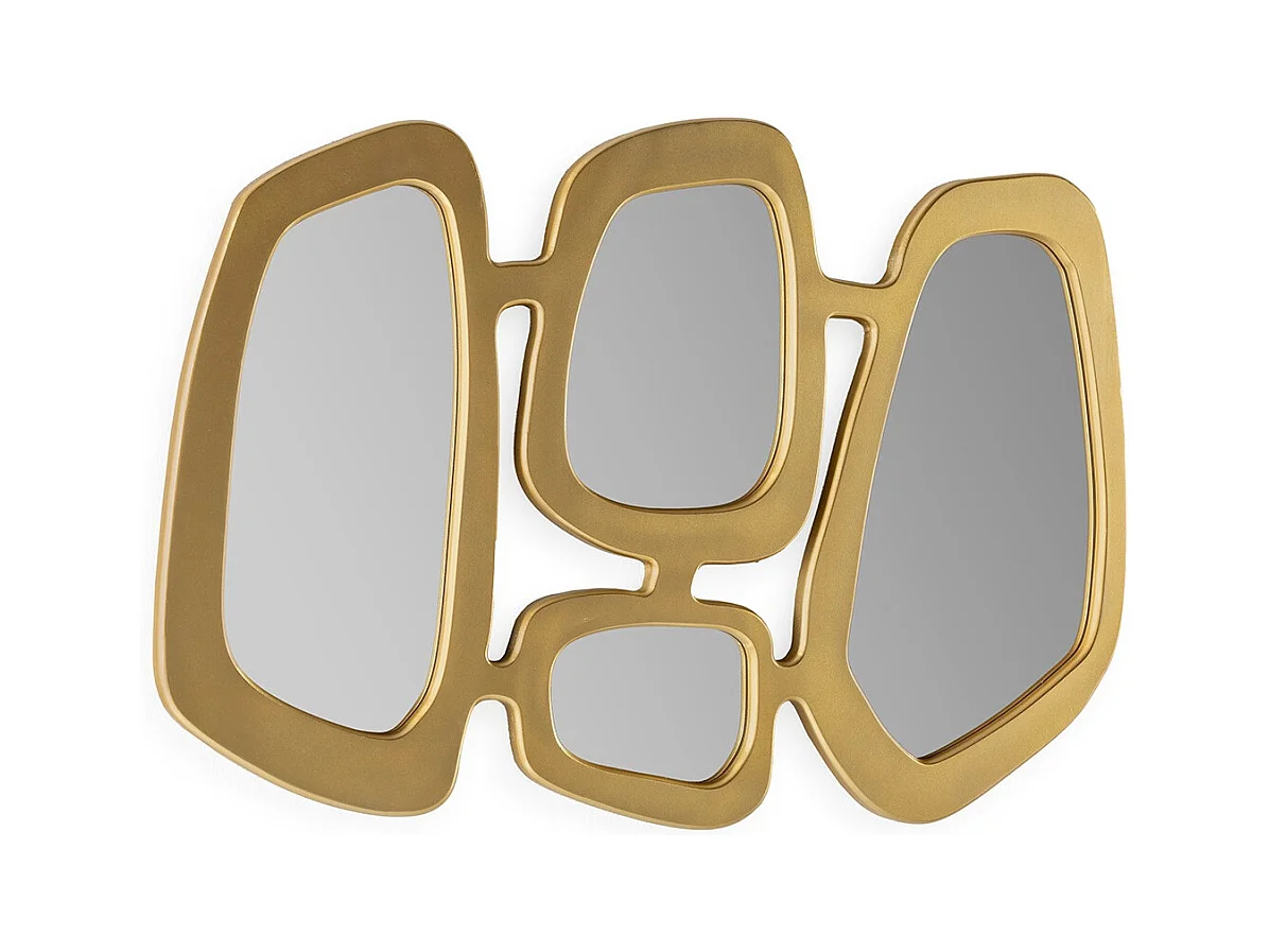 Miroir mural art déco en métal doré KIMAN - L 93 x H 63cm