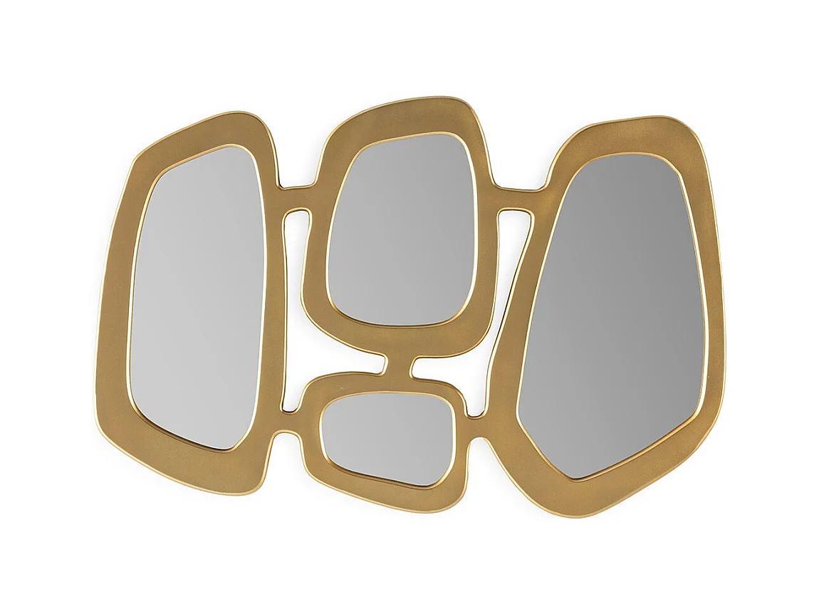 Miroir mural art déco en métal doré KIMAN - L 93 x H 63cm