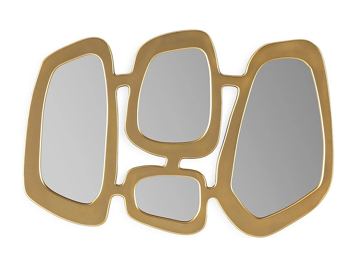 Miroir mural art déco en métal doré KIMAN - L 93 x H 63cm