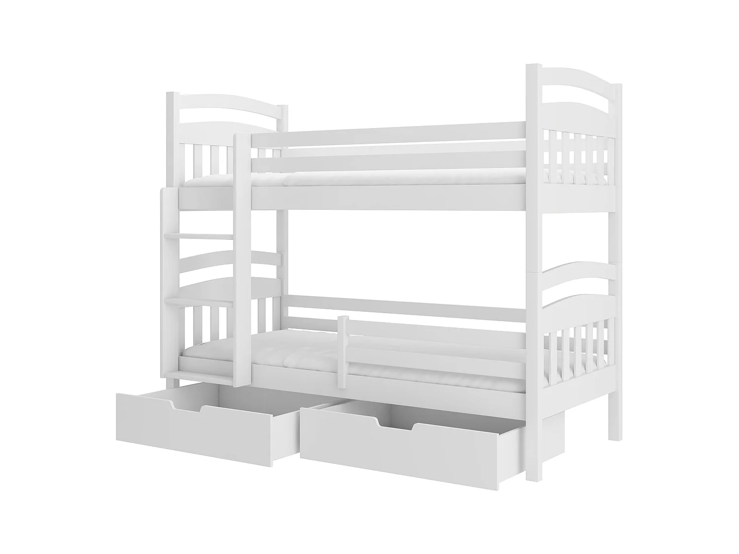 Lit superposé 2 places MADRA– 2 tiroirs de rangement et 2 sommiers-Blanc-80x180