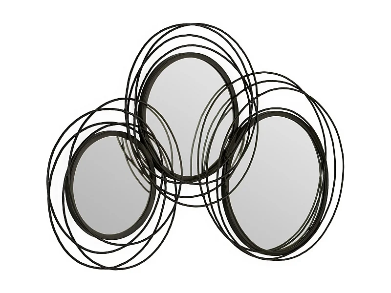 Miroir mural art déco métal noir ARKO - L 117 x H 76cm