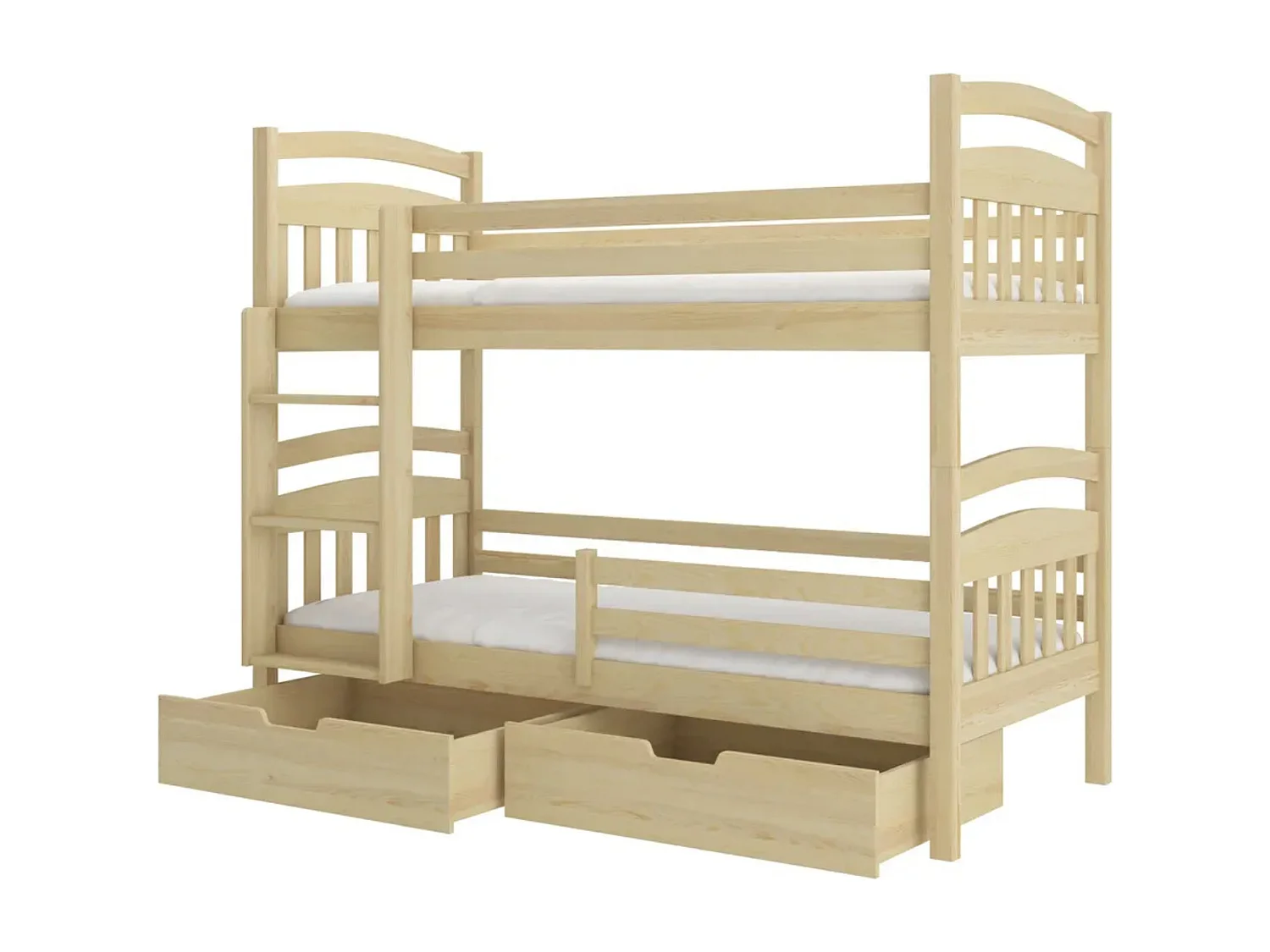 Lit superposé 2 places MADRA– 2 tiroirs de rangement et 2 sommiers-Gris-90x200