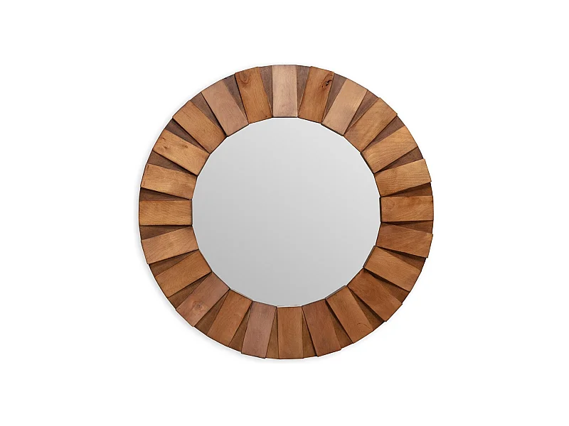 Miroir mural rondd en bois naturel SONA – Ø 89cm