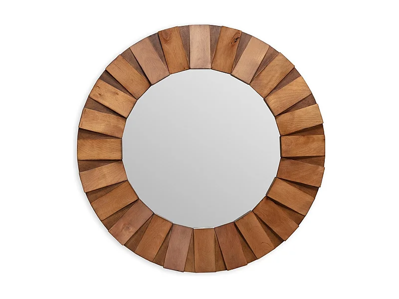 Miroir mural rondd en bois naturel SONA – Ø 89cm