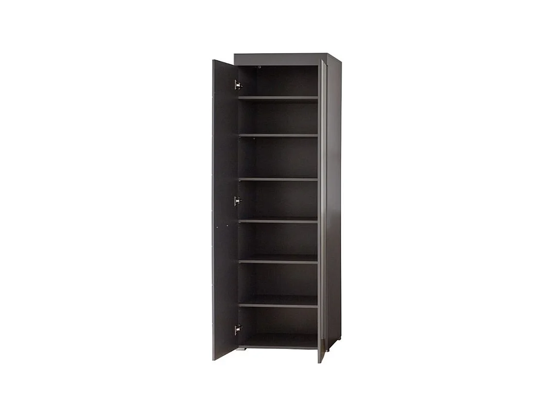Armoire de rangement 1 porte gris brillant 1 porte miroir Kelia 62cm