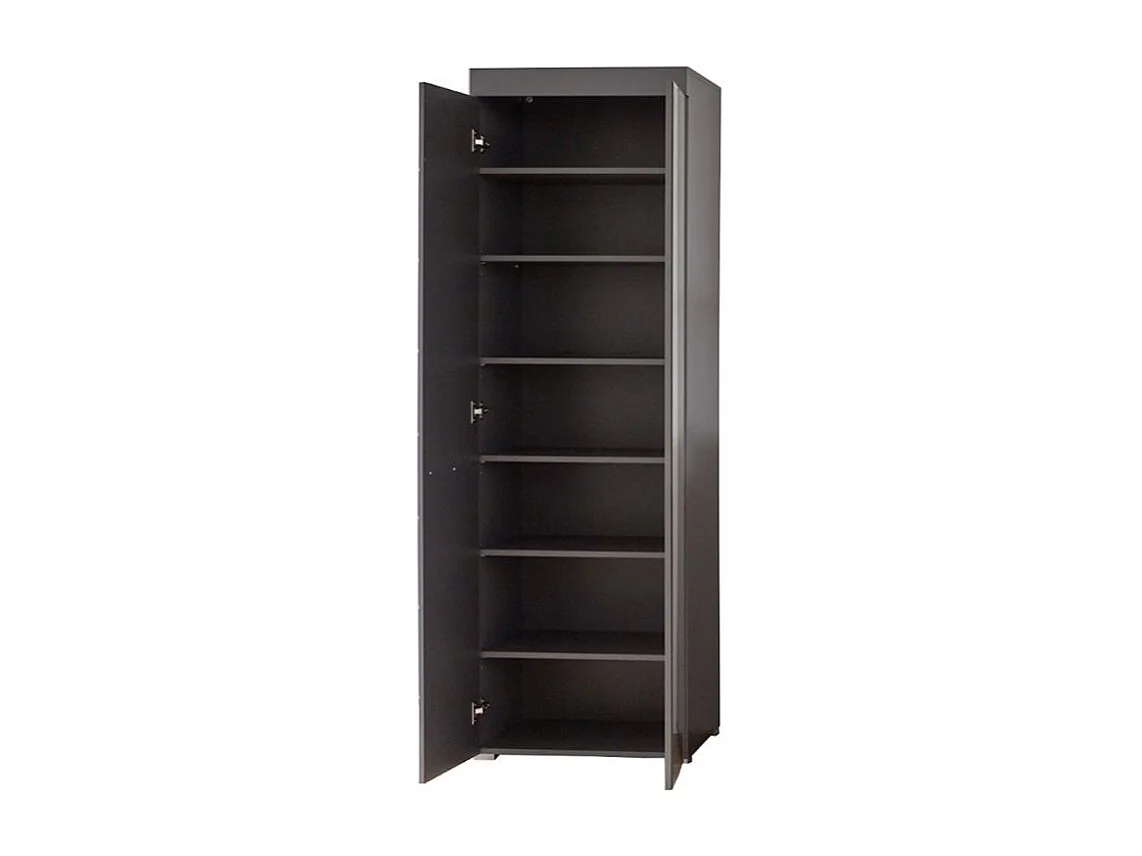 Armoire de rangement 1 porte gris brillant 1 porte miroir Kelia 62cm