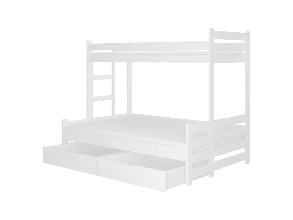 Lit superposé 2 couchages ADOVA 80-90x200 et 120x200 - Avec 2 tiroirs et 2 sommiers-Marron-90x200 et 120x200