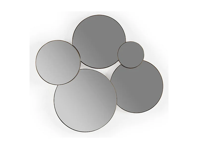 Set de 5 miroirs muraux ronds en métal doré RIZO - L 67 x H 62cm