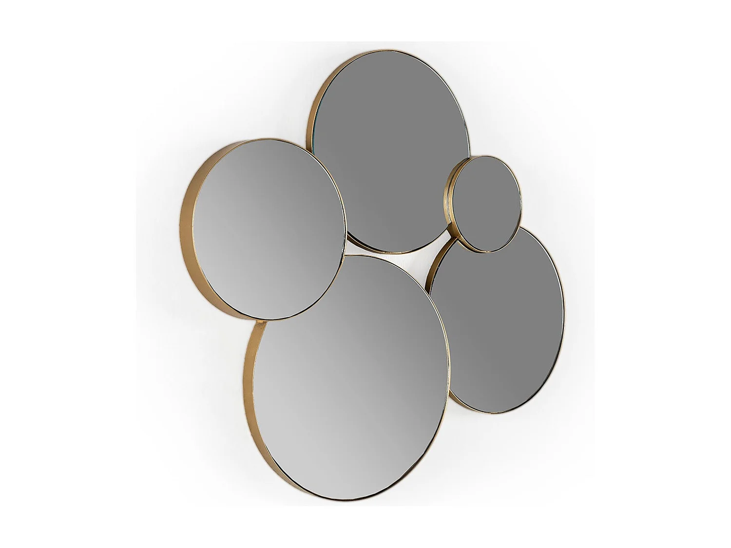 Set de 5 miroirs muraux ronds en métal doré RIZO - L 67 x H 62cm